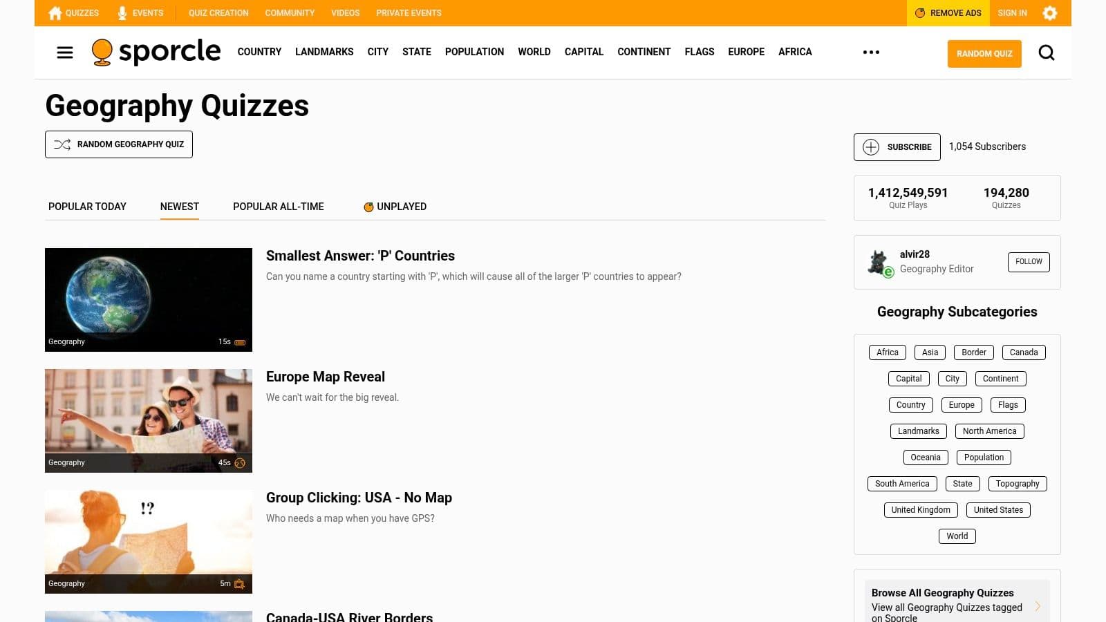 Sporcle Geography Quizzes